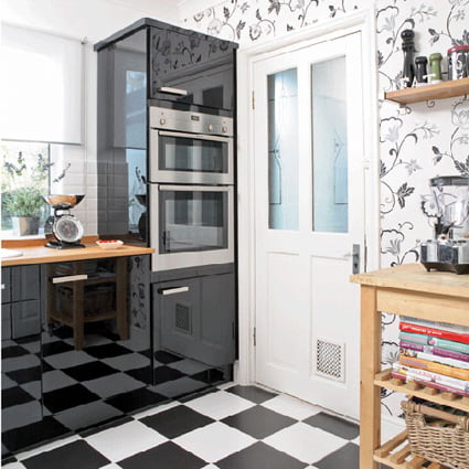 papel pintado en la cocina