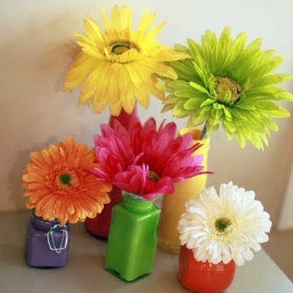 Floreros de cristal pintados a mano