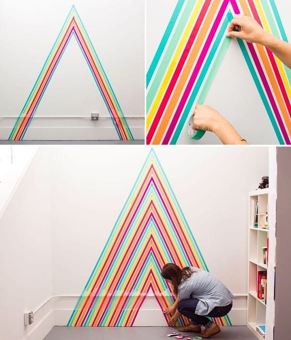 Pared decorada con washi tape