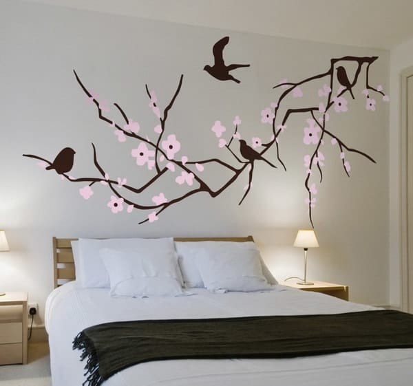 Vinilo con flores y aves