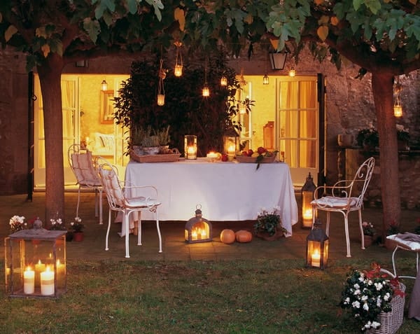 Decoración de exteriores con velas