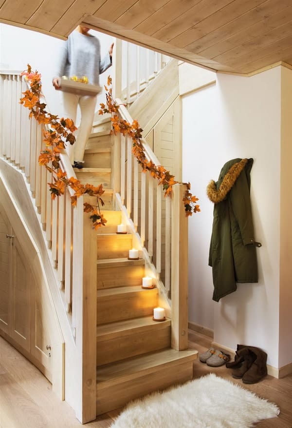Decoración de escaleras con velas