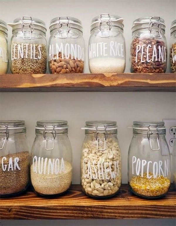 Frascos de vidrio para almacenar alimentos secos