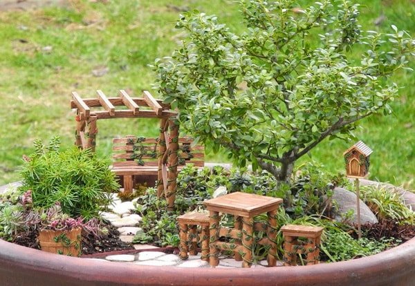 Paisajes en miniatura en macetas