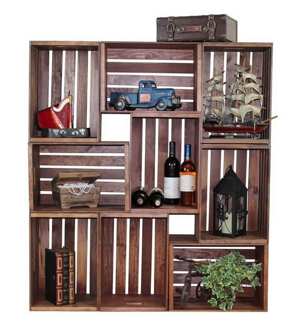 Estanterías hechas con cajas de madera