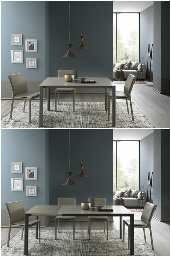 Diferentes configuraciones para una mesa extensible
