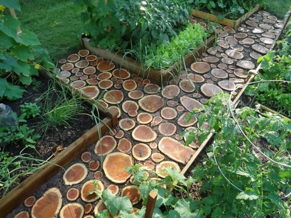 Senderos para jardines hechos con troncos