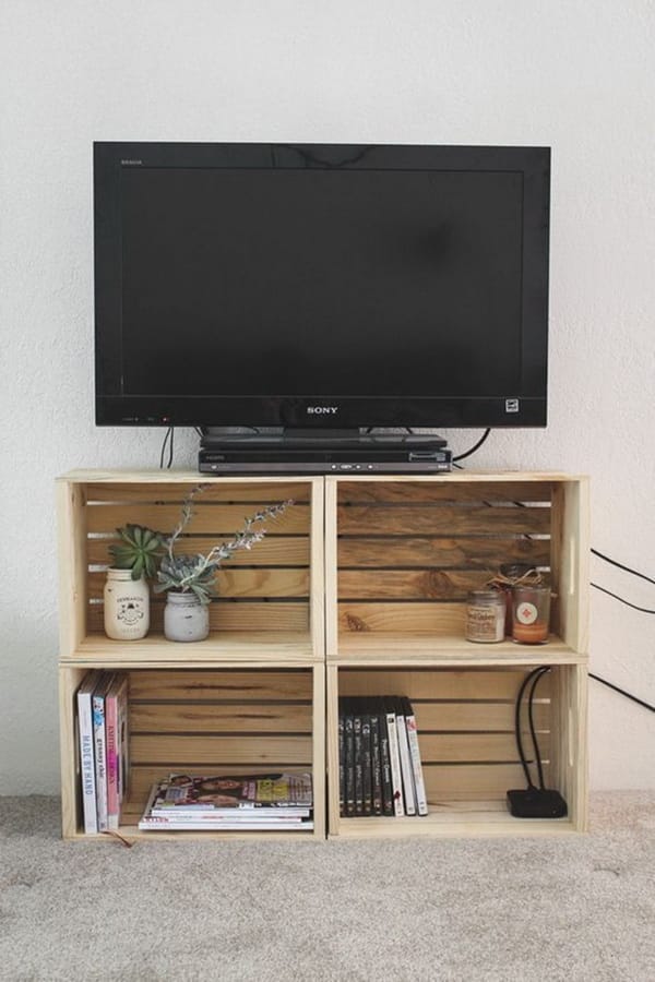 Muebles de TV con cajas de madera