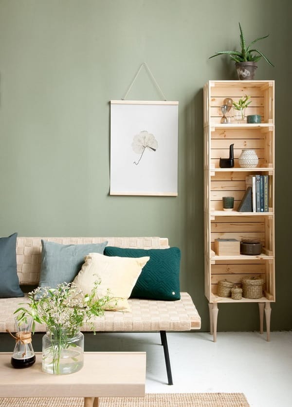 Muebles de salón con cajas de madera