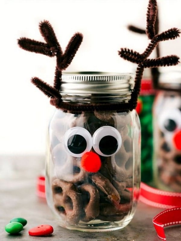 Dulces navideños en frascos de cristal